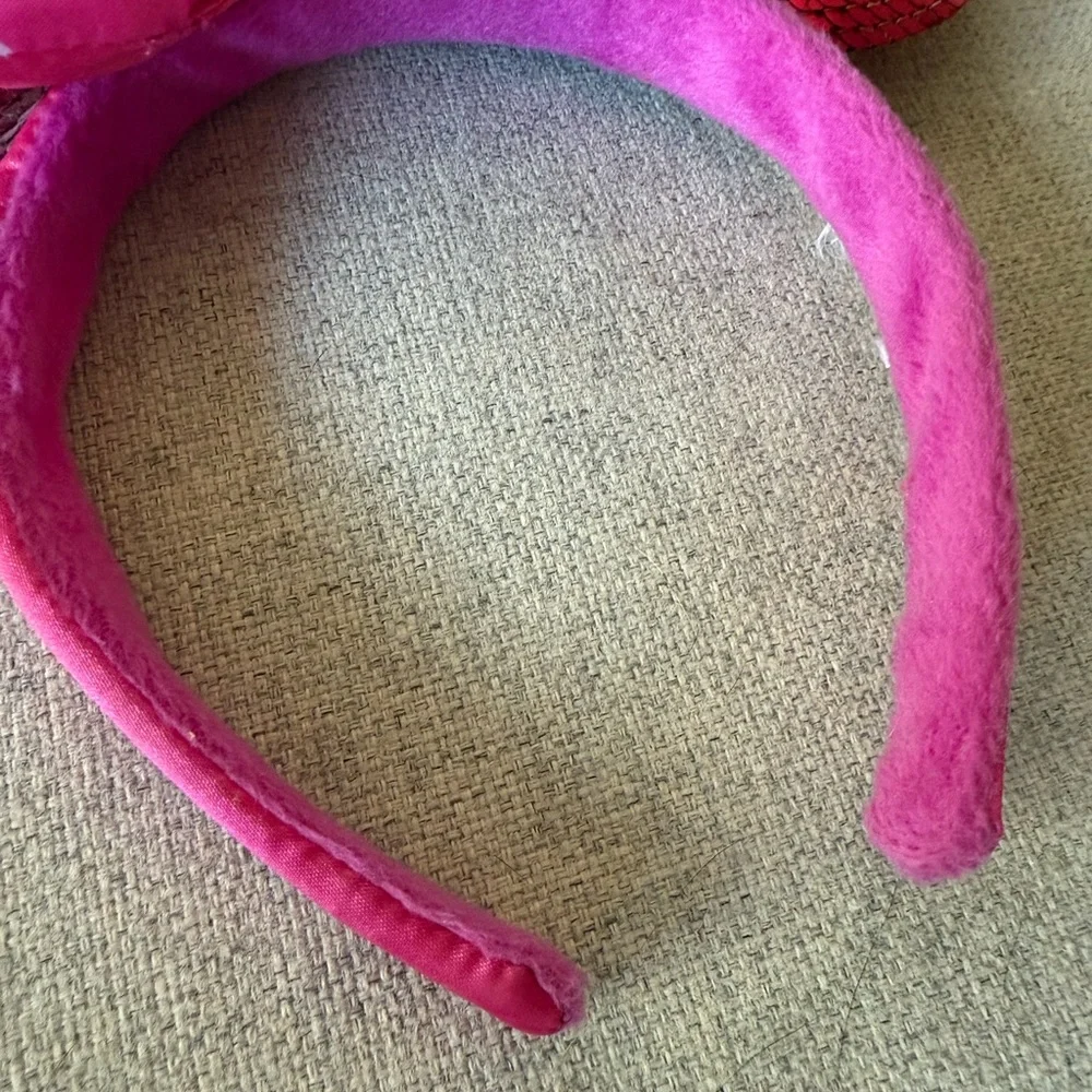 Minnie Mouse Hot Pink Sequin Ears with Polka Dot Bow Headband, Adult OS